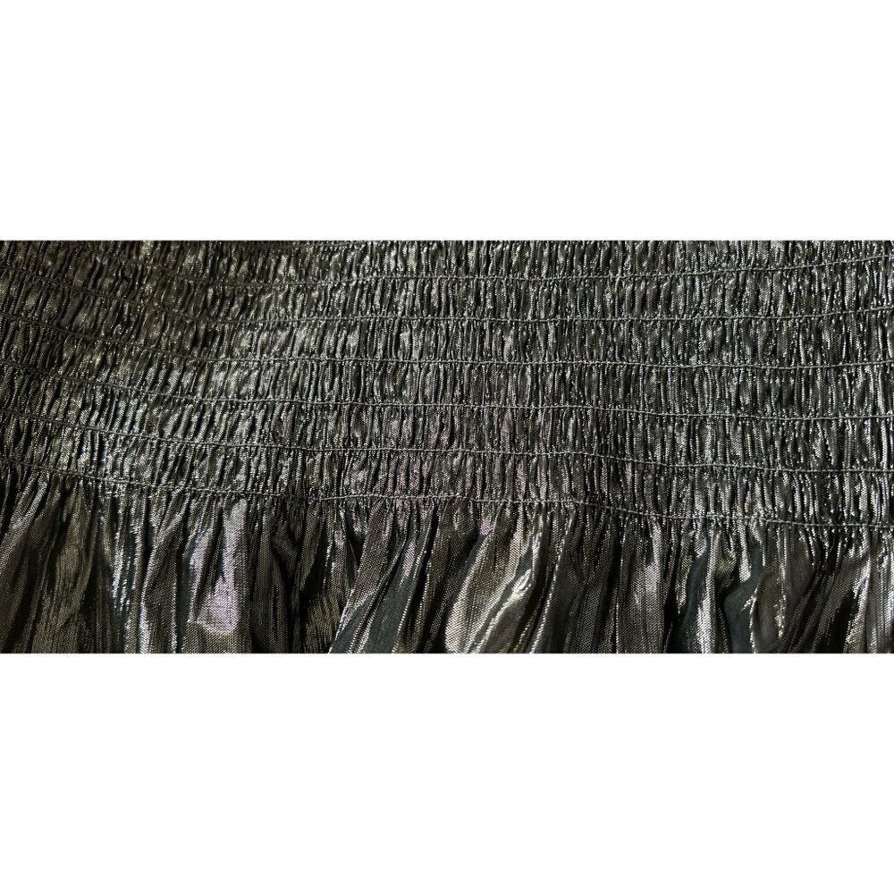 & other Stories Metallic Gold Smocked Ruffle Tube Top Size 10 - Picture 9 of 10